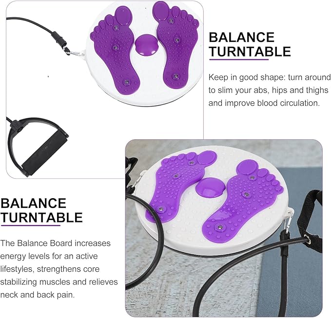 Healifty Fitness Twisting Disc Waist Twisting Board with Rope, Purple Slimming Rotating Tool for Home Exercise, Abdominal Workout Machine for Women