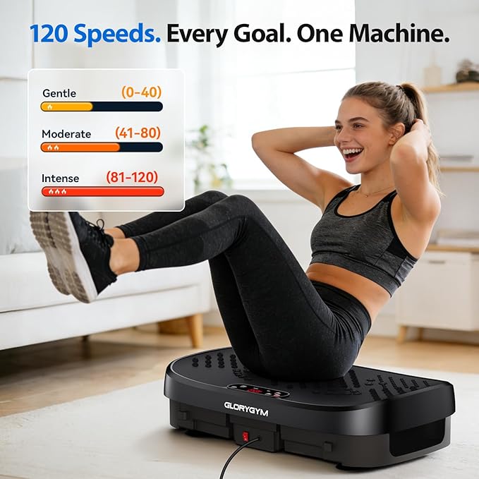 Vibration Plate Exercise Machine - 120 Levels, 350lb Capacity, Quiet Motor with Remote Control for Home Fitness & Weight Loss
