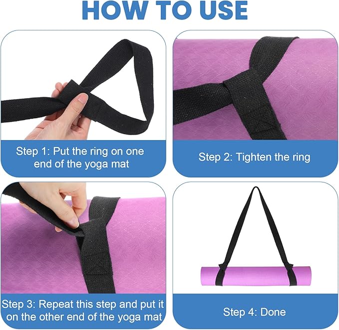 2 PCS Yoga Mat Carrier Strap Yoga Mat Sling Mats Slap Band Easy Holder Strap Adjustable Durable Exercise Carrier for Carrying Exercise Mats or Stretching (Black)