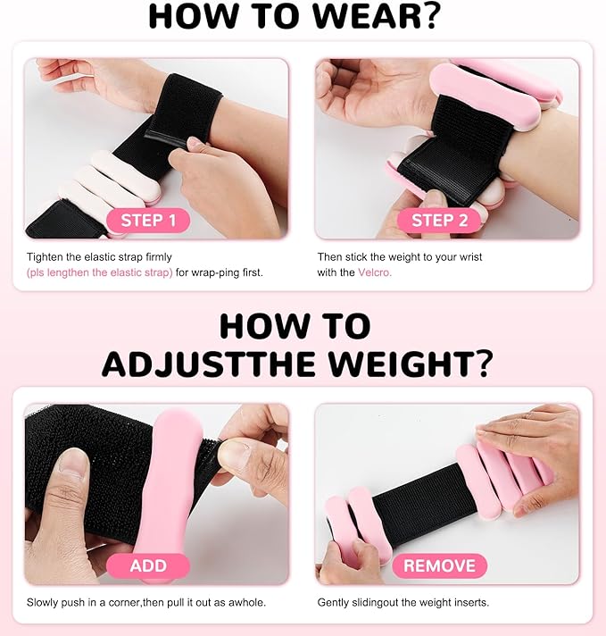 Wrist Ankle Weights for Women Men, Leg Arm Wrist Weights Bangles 1lb*2 2lb*2 Wearable Weights Pilates Weighted Bracelet for Strength Training Walking Swimming Yoga Physical Therapy