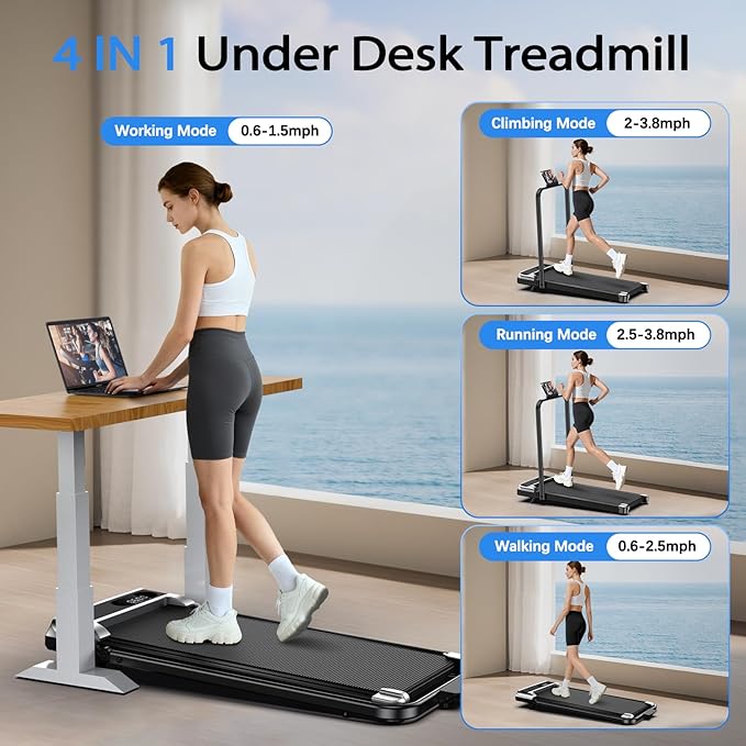 AoraPulse Portable Foldable Treadmills for Home, Small Folding Treadmill for Home Office with 300 LBS Capacity, Walking Running Exercise Electric Compact Treadmill with LED Display