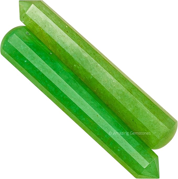 Amazing Gemstone Green Strawberry Quartz Crystal Wand Massage Stick - Pelvic Wand Gua Sha for Adults - Crystals and Healing Stones Massage Wands for Adults Gifts (Pointed)