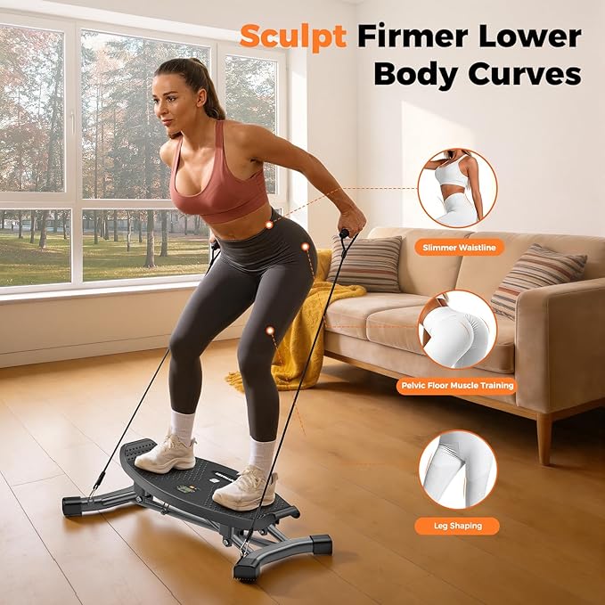 Balance Board for Full Body Workout, Wobble Board with LCD Monitor & Resistance Bands, 300 lbs Capacity Portable Rocker Board for Home Gym, Cardio, Core & Leg Training