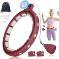 Smart Silent Weighted Fitness Hoop with Counter, Adjustable 30"-50" Infinite Exercise Hoop - A Spinning Hoop for Waist & Adult Weight Loss, Includes Tape Measure & Backpack for Women & Beginners
