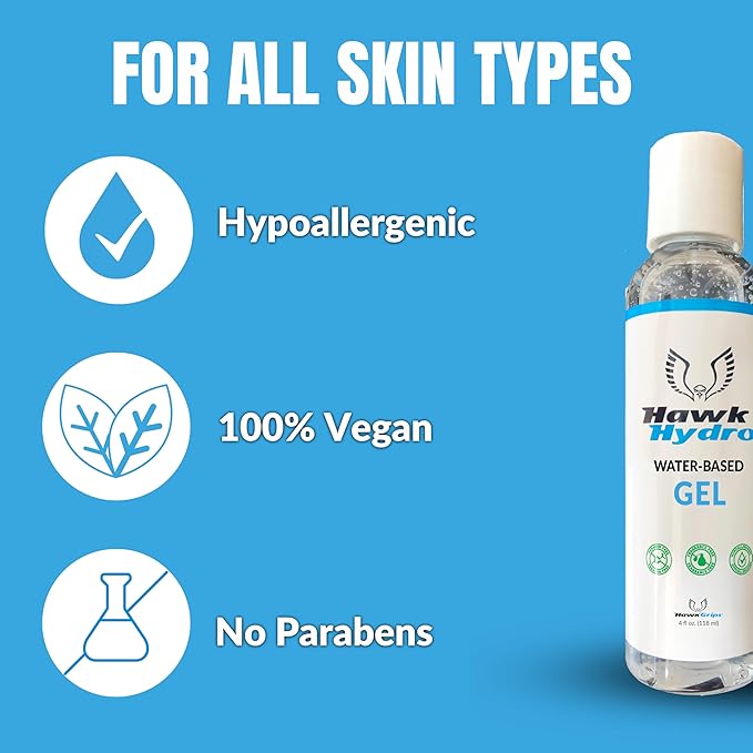 HawkHydro 4oz Water-Based Massage Emollient Gel, Professional Multi-Modality Therapy Gel for IASTM Scraping, Cupping & Taping, Skin Emollient for Deep Tissue, Pack of 1