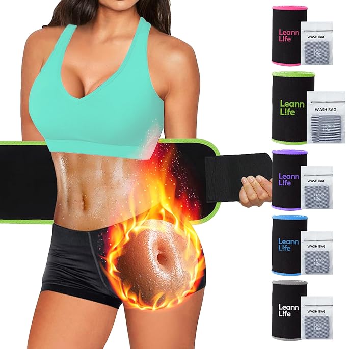 Waist Trimmer Belt – One Size 52″ Fits All Women & Men, Premium Neoprene Sweat Waist Trainer for Workout & Fitness
