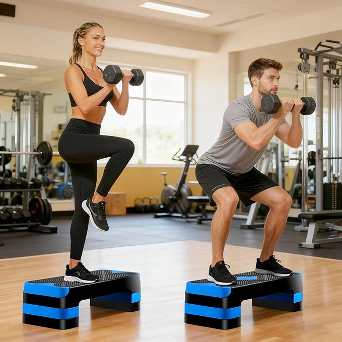 ZENY 26.5 inch Aerobic Step Platform with 4 Step Risers, Height Adjustable Exercise Stepper for Home Gym Workouts, 400 lbs Capacity