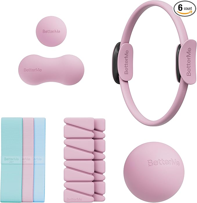 BetterMe Sculpt Body Kit - Pilates Equipment Set for Home Workouts - Home Pilates Kit with Pilates Ring Pilates Ball Resistance Bands, and Recovery Massage Tools