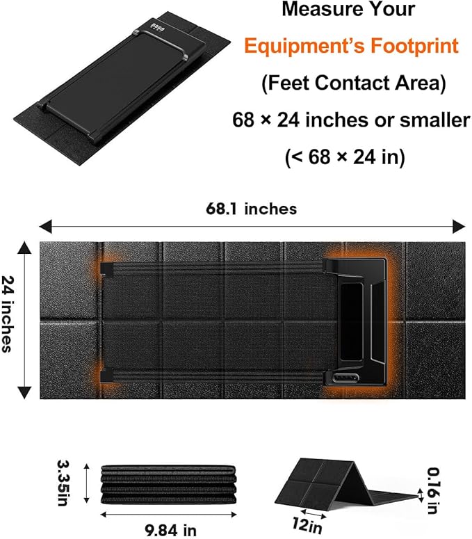 Treadmill Walking Pad Mat for Carpet, for Hardwood Floors, 68"x24", Mat for Under Treadmill/Walking pad/Bike on Carpet, Exercise Equipment Mat, No Slip, Noise Shock Absorption