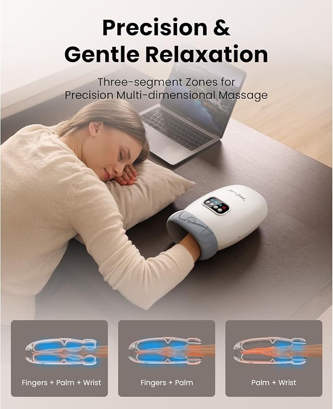 BOB AND BRAD Hand Massager with Heat and Compression, FSA-HSA Eligible, H60 Cordless Hand Massager for Arthritis and Carpal Tunnel, Pain Relief Heated Wrist Finger Massage, 5 Intensity Settings