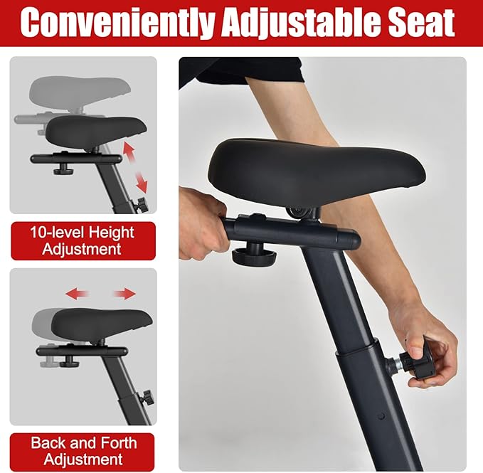 HOMGX Air-Resistance Exercise Bike, Cycling Exercise Machine with Dual Action Handlebars, Real-Time Monitor and Adjustable Seat for Leg/Arm/Full Body Workout, Fan Bike for Home Training