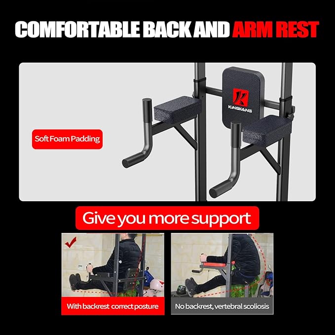 K KiNGKANG Adjustable Power Tower for Home Gym - Multifunctional Pull-Up & Dip Station for Strength Training