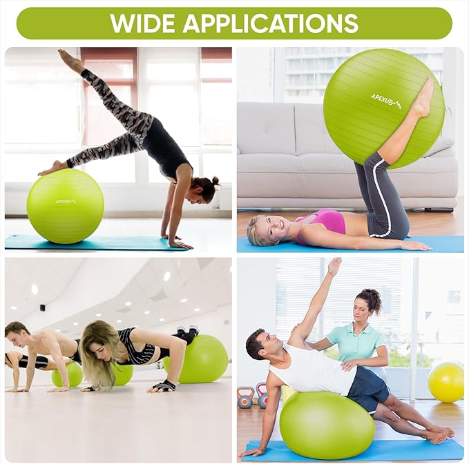 APEXUP Yoga Ball Exercise Ball Anti Slip Heavy Duty for Fitness, Balance & Core Workout