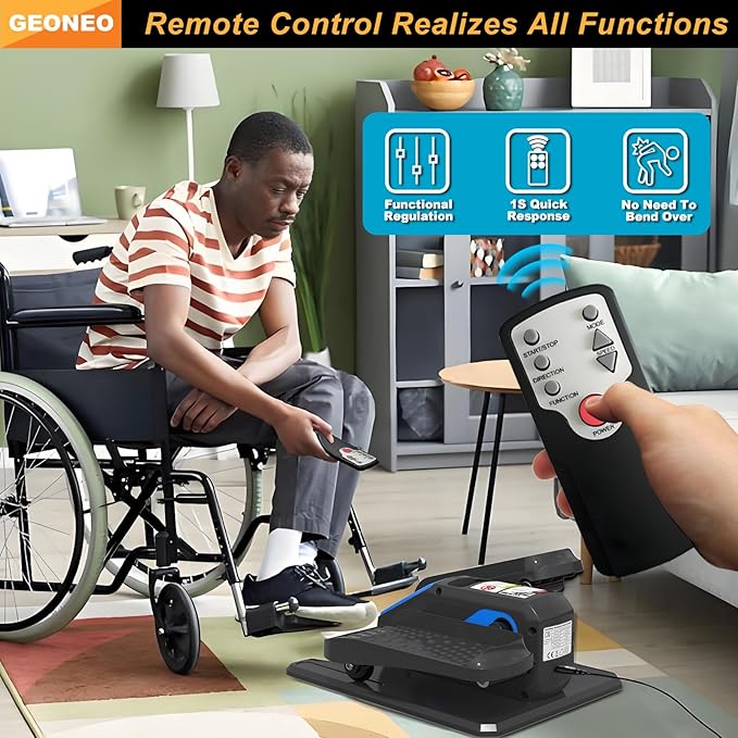 Under Desk Elliptical Machine, Electric Elliptical Exerciser for Senior, Quiet & Small Electric Seated Pedal Exerciser for Home with Display Monitor, Remote Control & 12 Adjustable Speeds