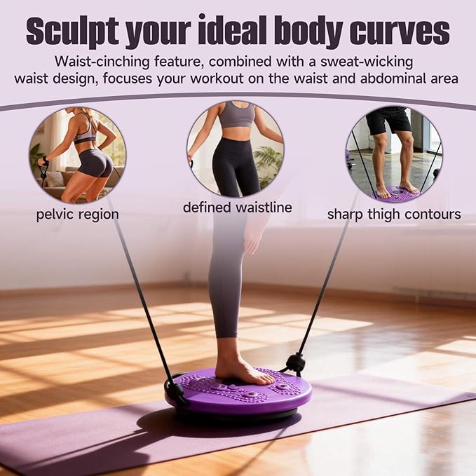 Waist Sculptor, 2026 Upgraded Waist Twister Machine - Adjustable 360° Rotation Twist Waist Machine with Ab Board for Core, Waist, Hip & Leg Workout, Home Pilates Core Trainer