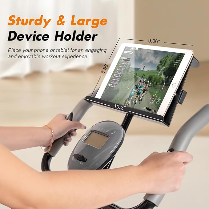 TOUSAINS Folding Exercise Bike - 8-Level Magnetic Stationary Bike with Pulse Rate, Large Tablet Holder & X-Bike Design, Compact Indoor Workout Bike for Home Gym, Seniors & Knee Recovery, 265lbs Weight Capacity