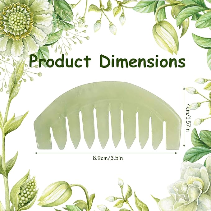 Janedream Jade Stone Gua Sha Comb Traditional Massage Tools for Scalp Head Hair Facial Manual Scalp Massagers with Acupuncture Head Therapy Trigger Point Treatment
