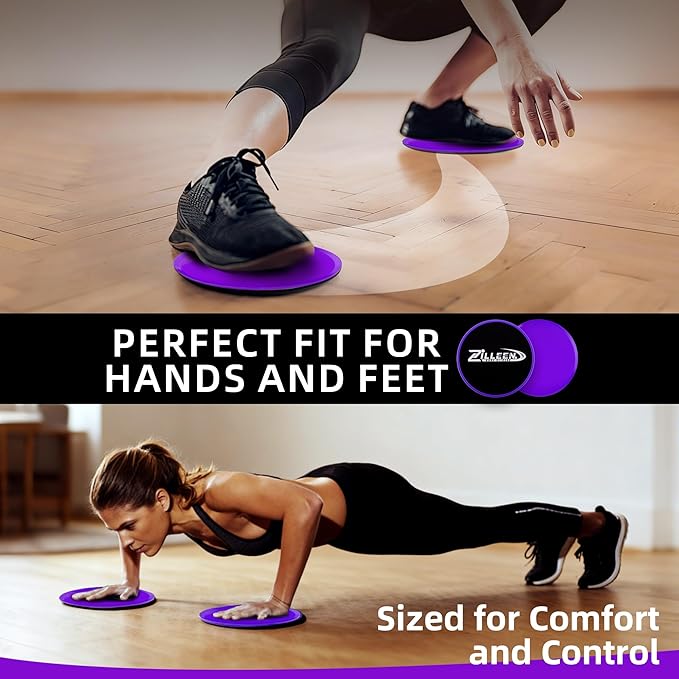 ZILLEEN Exercise Sliders for Working Out Fitness Discs for Pilates Women Men, 2 Pack