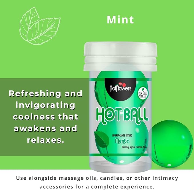 Hot Ball Flavored Kit – 4 Aromas: Strawberry Champagne, Mint, Chocolate & Red Fruits – Massage Oil Balls – Skin-Friendly Massage Beads - 2 Units Each