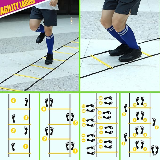 Teenitor Agility Ladder Speed Ladder Training Ladder for Soccer, Speed, Football Fitness Feet Training Carry Bag Agility Training Equipment 13 rungs, 23 feet