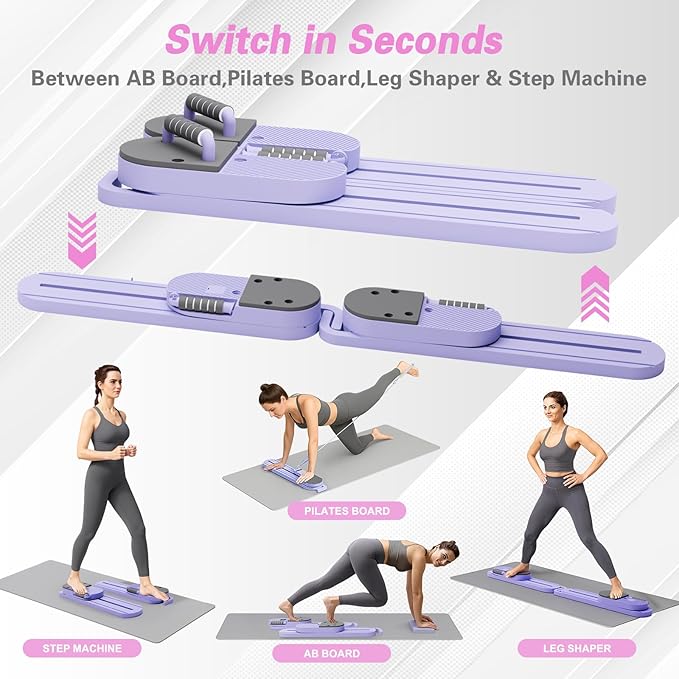 Pilates Board, Upgrad Pilates Reformer Machine, 6-in-1 Multifunction Abdominal Fitness Board for Home Workout Equipment, Portable Reformer Machine for Full Body Workout
