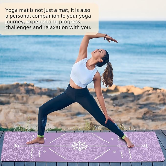 FOLAI Extra Thick Yoga Mat 6mm，pilates mat thick - Non-Slip Exercise Mat for HIIT, Pilates & Home Workouts & Workout with Free Carry Strap