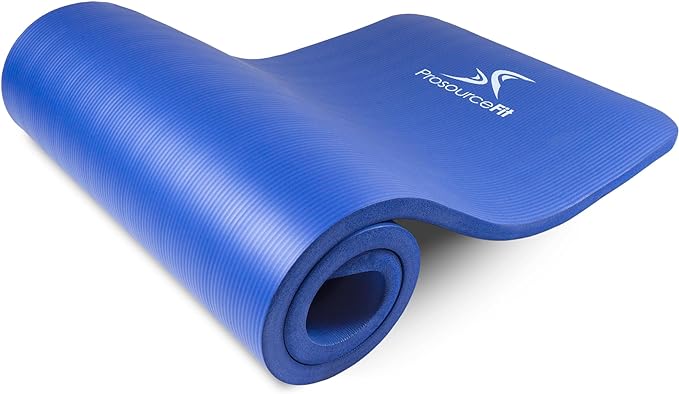 ProsourceFit Extra Thick Yoga and Pilates Mat ½” (13mm) or 1" (25mm), 71-inch Long High Density Exercise Mat with Comfort Foam and Carrying Strap