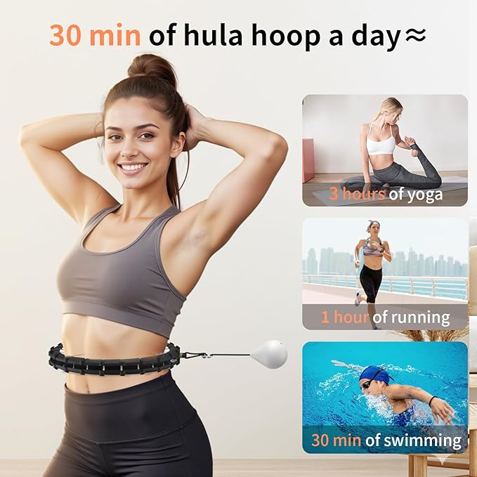 Smart Queen 24 Detachable Knots Quiet Hoop, Weighted Infinity Hula Fit Hoop for Adults Weight Loss, Great for Women and Beginners