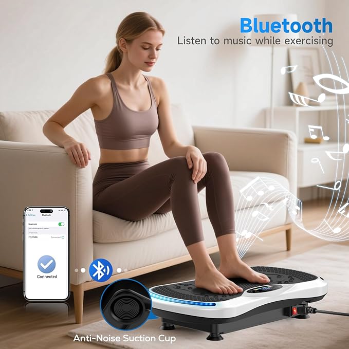 Vibration Plate Exercise Machine for Lymphatic Drainage, Vibration Machine for Full-Body Weight Loss Shaping, Vibrate Fitness Platform 400 Lbs & 200 Adjustable Speeds for Women Men Home