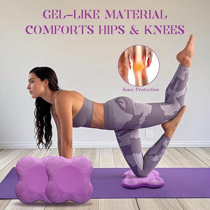 2 Packs Yoga Knee & Elbow Cushions - Extra Thick Foam for Knees, Elbows, Wrists, Hands & Head - Pilates & Kneeling Pads - Support Foam Pads for Women & Men