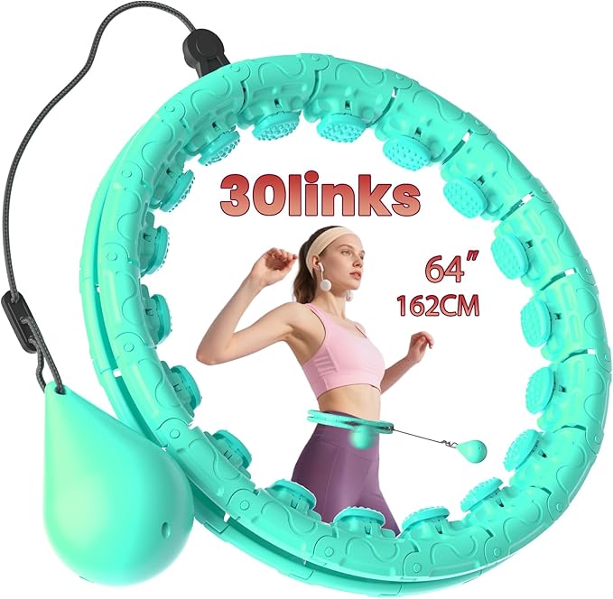 Weighted Infinity Exercise Hoop - 64in 30 Links Smart Hoop for Adult Weight Loss, Plus Size Low-Impact Fitness Hoop for Beginners & Women