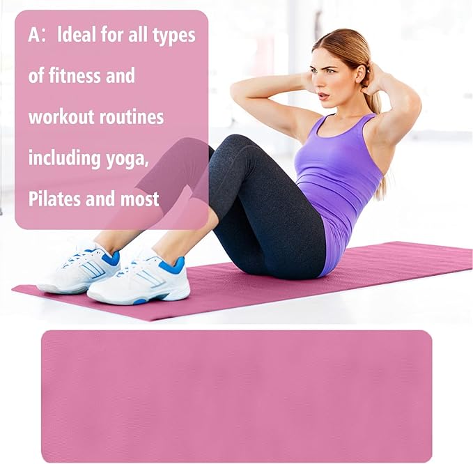 Yoga Mat 1/5" Thick Anti-Tear High Density Non Slip Exercise Mat with Carrying Strap Hot Yoga Mat for Floor, Home Yoga, Pilates, Gym, Stretching, Workouts, Fitness