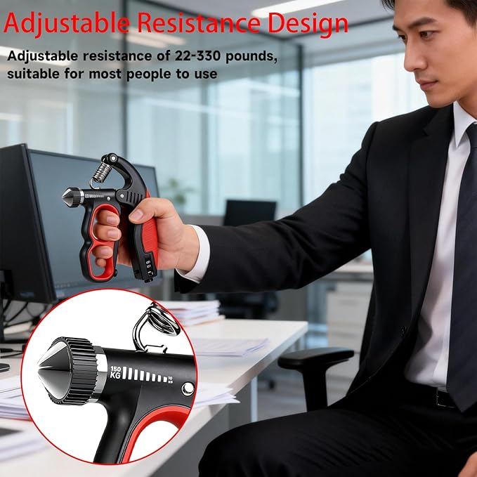 Hand Gripper Strengthener, 11-220LBs Adjustable Resistance Grip Strength Trainer with Counter, Forearm Exerciser for Injury Recovery and Muscle Building