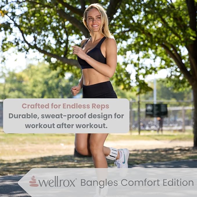 Wellrox Weighted Bangles – Adjustable Ankle and Wrist Weights for Women & Men – Set of Ankle Weights 2 lbs (1 lb Each Wrist Weight) | Weighted Arm Bands for Pilates, Yoga, Running & Walking