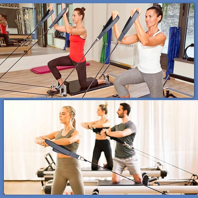 TOBWOLF Pilates Straps - Double Loop D-Ring Straps for Reformer, Padded, Home Gym Workout
