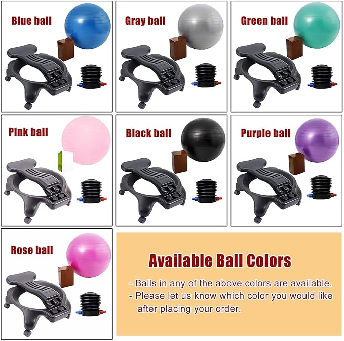 Adult Youth Balance Ball Posture Chair with Foot Pump, Ergonomic Office Chair Yoga Ball Chair, Home Gym Exercise Ball Chair Rolling Stool