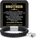 LUXEJEW Gifts for Men - Beaded Leather Bracelet 6mm Matte Agate Stone Bracelets for Men Dad Son Husband Boyfriend Grandpa Grandson Brother Uncle Nephew Adjustable Magnetic Clasp
