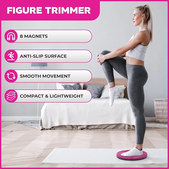 Daiwa Felicity Figure Trimmer Ab Twister Board - Waist Twister Machine for Core & Abs Exercise - Waist Twisting Fitness Tool, Dizzy Disc Twist Board for Slimming Workout with Magnets Reflexology