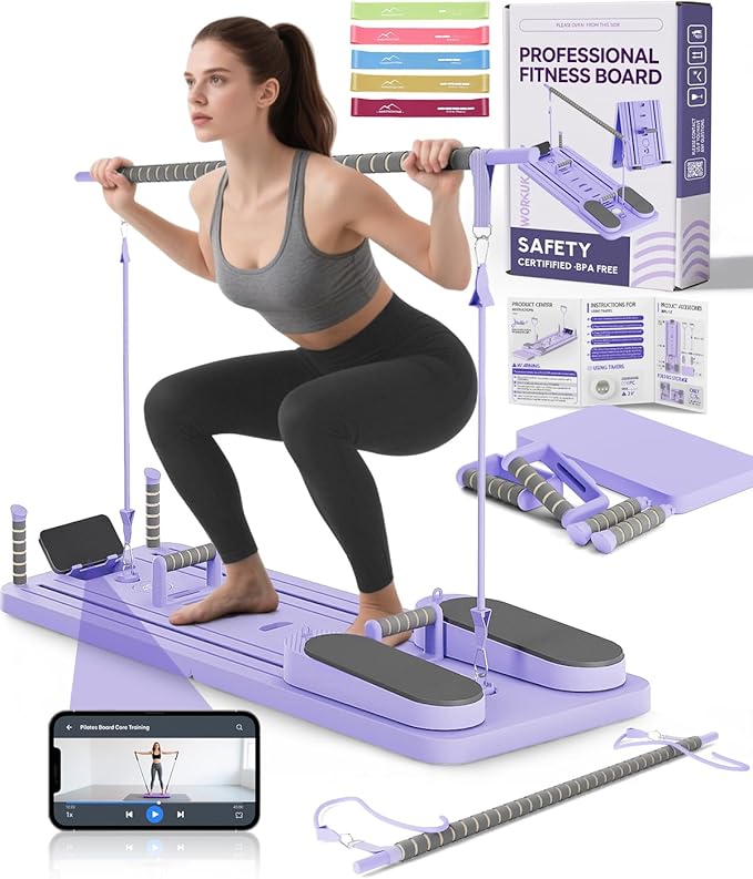 Pilates Board - Multi-Functional Pilates Reformer for Core & Abdominal Training, Top-Tier Pilates Equipment for Women’s Home Fitness