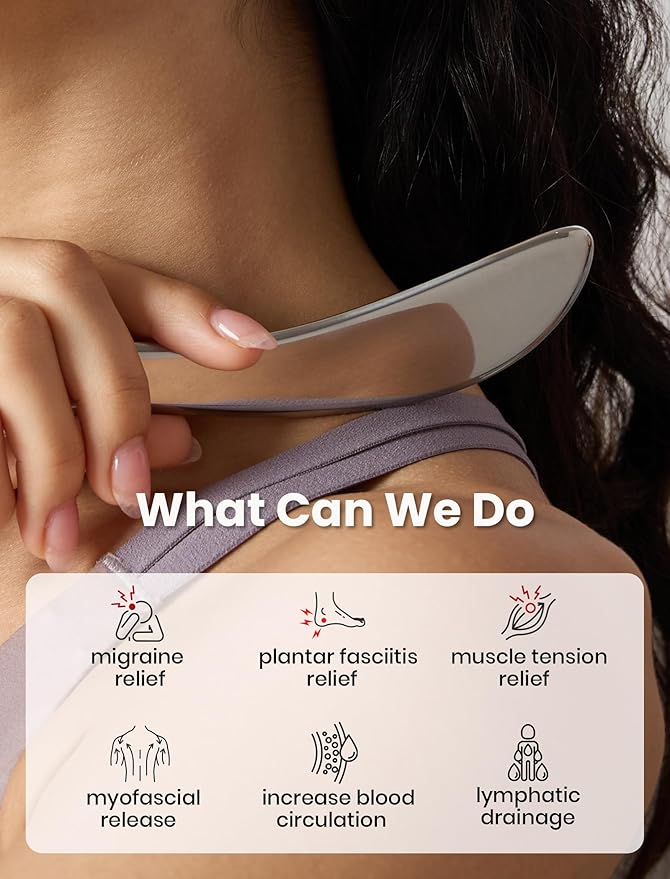 lifechill Metal Massage kit,Stainless Steel Body gua sha Tool,Pressure Point Trigger Point Massage Tool for deep Tissue Pain Relief,Muscle Scraper Tool for Fascia Release,Lymphatic Drainage Massager