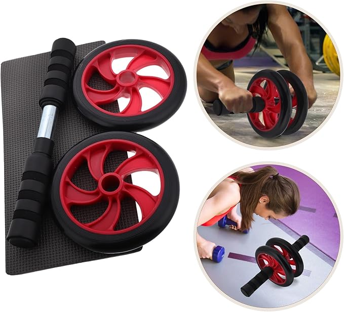 BESTonZON Red Silent Ab Roller Wheel for Core Workout, General Fitness Equipment for Abdominal Muscle Training, Indoor and Outdoor Exercise Wheel for Men and Women