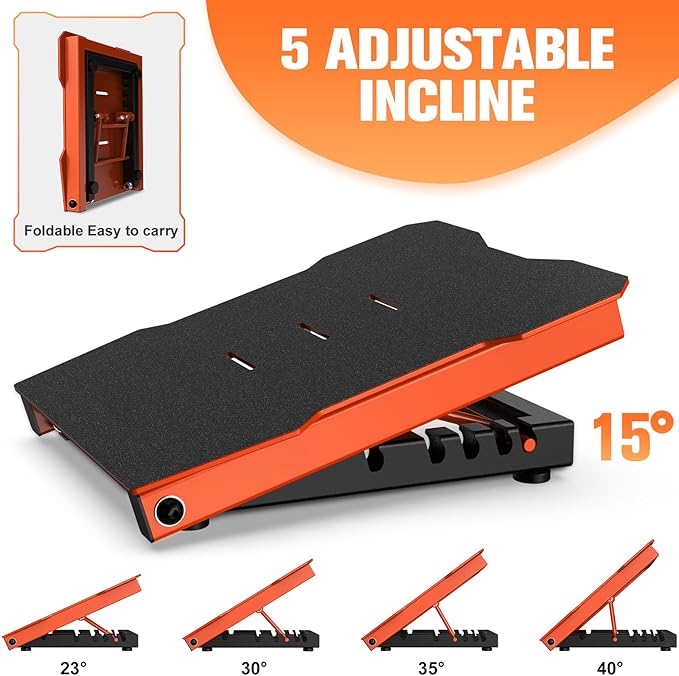 Steel Slant Board Calf Stretcher 600lbs Weight Capacity Squats Wedge 5 Adjustable Incline Balance Board for Foot Leg Hamstring Knees Ankle Heel Stretching Training for Home Gym or Commercial