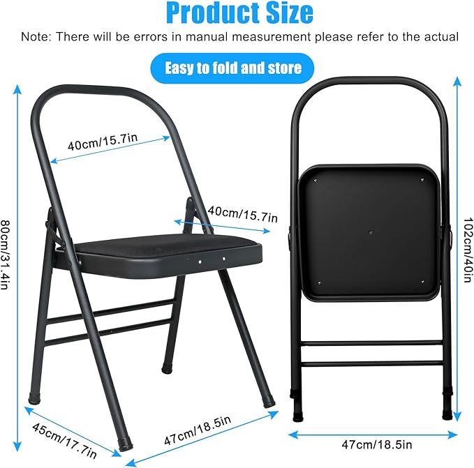 INNOLIFE Foldable Backless Yoga Chair with Resistance Band for Abs & Core, Flexibility and Strength Training and Back Pain Relieving