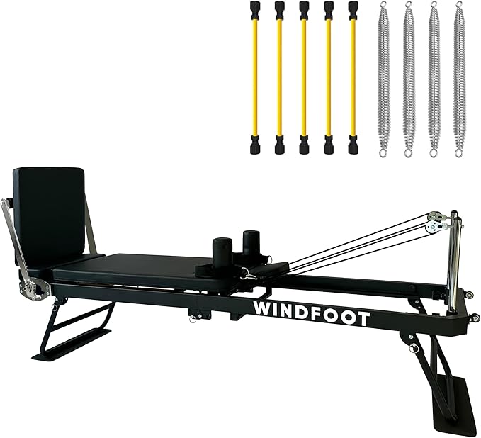 Pilates Reformer Machine Equipment with Springs & Cords for Home Workout, Foldable Pilates Equipment with Jump Board for All Level Users