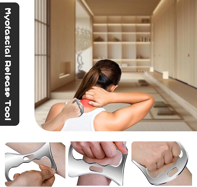 2-in-1 Stainless Steel Gua Sha Muscle Scraper Tool Set - for Myofascial Release, Physical Therapy & Deep Tissue Massage（S&D）