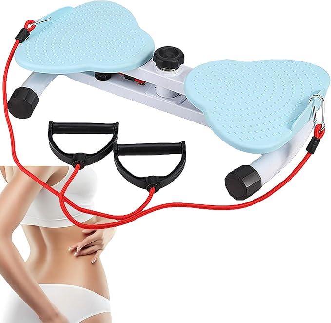Waist Twisting Machine, Waist Sculpture Twister, Waist Whisper with Drawstring Body Shaping Waist Twisting Disc Exercise Waist Twisting Board Massage Foot Sole for HomeBlue,12x53x33cm