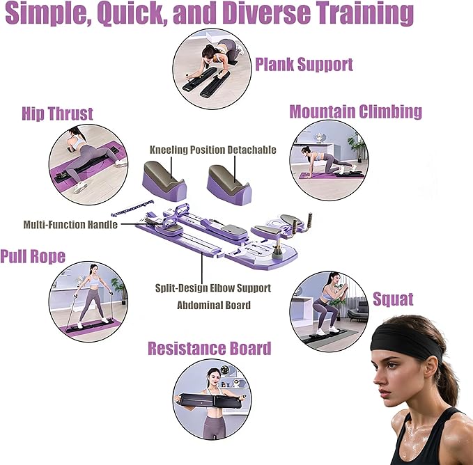Reformer Pilates Board for Home Workout Foldable Mini Reformer Pilates Machine with ,Mountain Climbing Crawl Exercise, Lightweight & Portable for Indoor Outdoor Training.