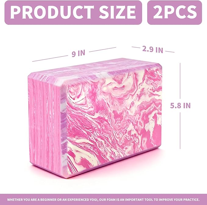 2-Pack Yoga Blocks, High-Density 9"x6"x3" Yoga Brick Foam Blocks Non-Slip EVA Foam Block Yoga Props Accessories for Yoga Pilates Stretching and Meditation
