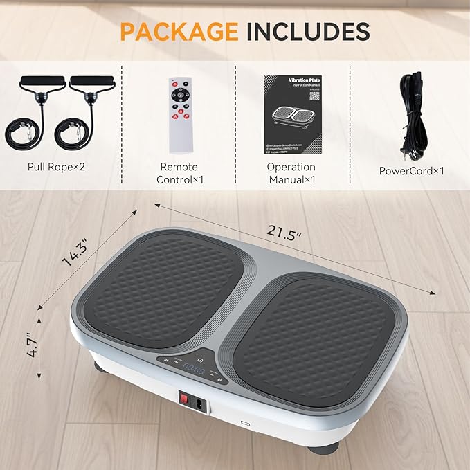 NEWBULIG Vibration Plate, Whole Body Workout Vibrating Platform with LED Touch Screen & Pull Ropes for Weight Loss & Muscle Toning, Home Gym Fitness Equipment with Remote Control for Women Men, Black