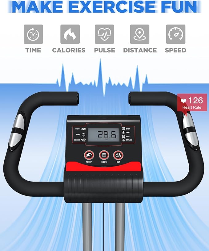 Indoor Exercise Bike for Seniors, 5 IN 1 Foldable Stationary Bike with Tri-Position Ride and 16-Level Magnetic Resistance, 300LBS Capacity, 5.5 LBS Flywheel, Designed for Home Workout 816
